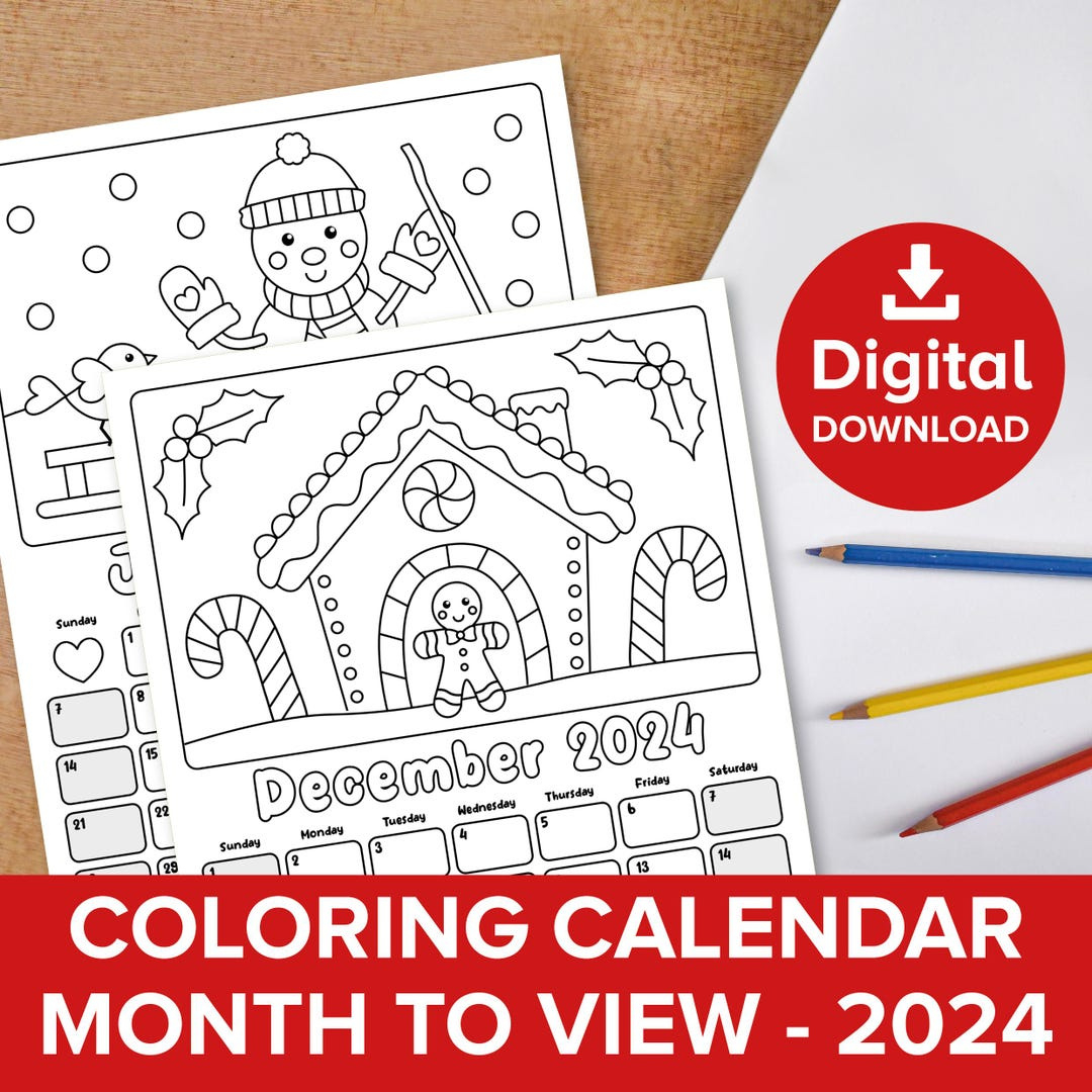 2024 Coloring Calendar Printable, November Month To View 12 Page with December 2024 Coloring Page Printable