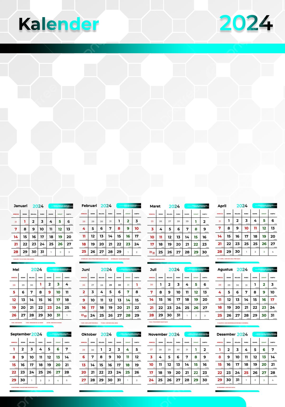 Calendar 2024 January To December Design Template Template for Printable December 2024 January 2024 Calendar