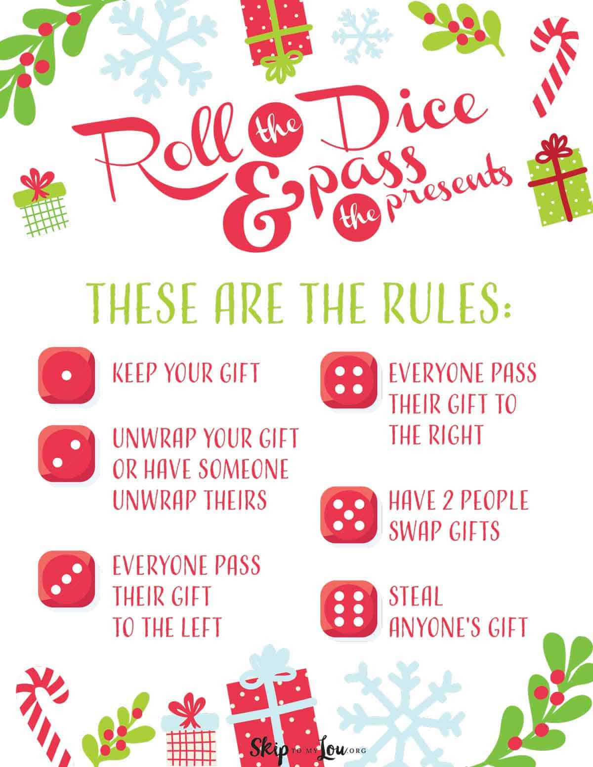 Christmas Dice Game For A Fun Gift Exchange | Skip To My Lou pertaining to December 2024 Dice Game Printable Rules