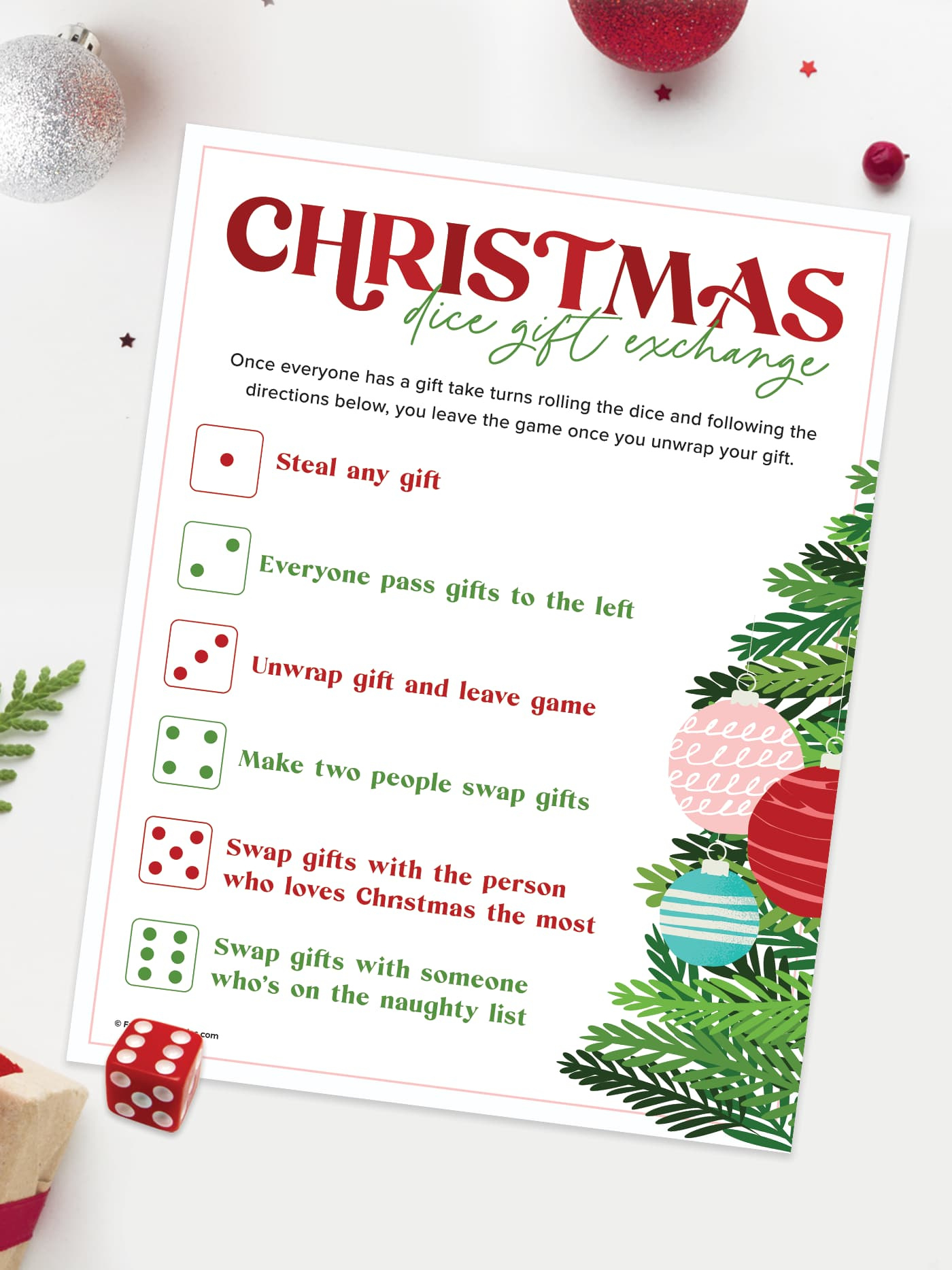 Christmas Dice Game, Free Printable For Gift Exchange! - Favorite with regard to December 2024 Dice Game Printable Rules