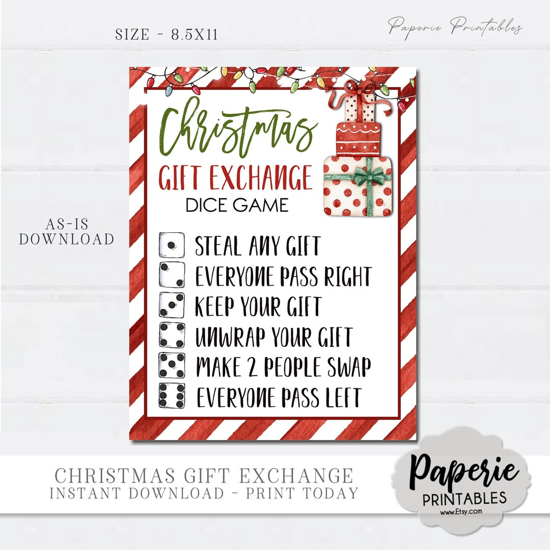 Christmas White Elephant Gift Exchange Rules Printable, Christmas Gift Exchange Dice Game Rules, Christmas Game Instant Download Cg13 - Etsy within December 2024 Dice Game Printable