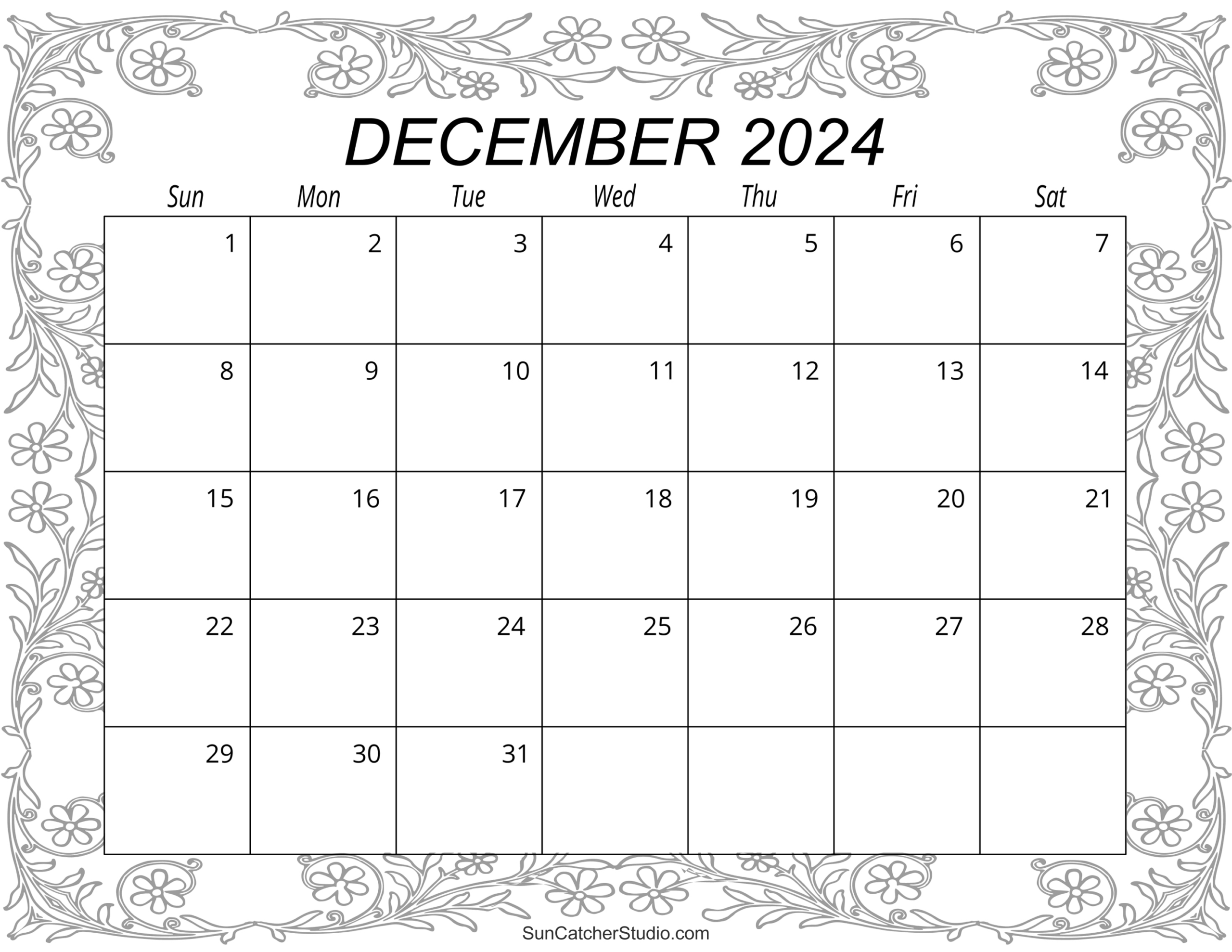 December 2024 Calendar (Free Printable) – Diy Projects, Patterns throughout Free December 2024 Printables