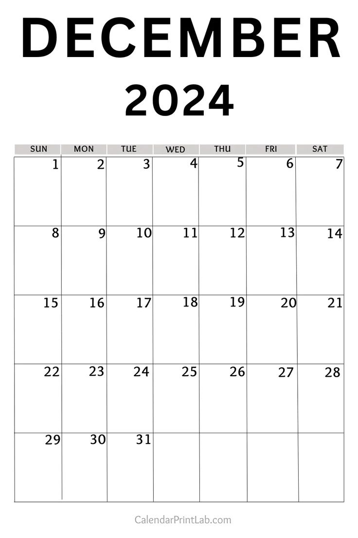 December 2024 Calendar Printable with regard to December 2024 Calendar Printable Vertical