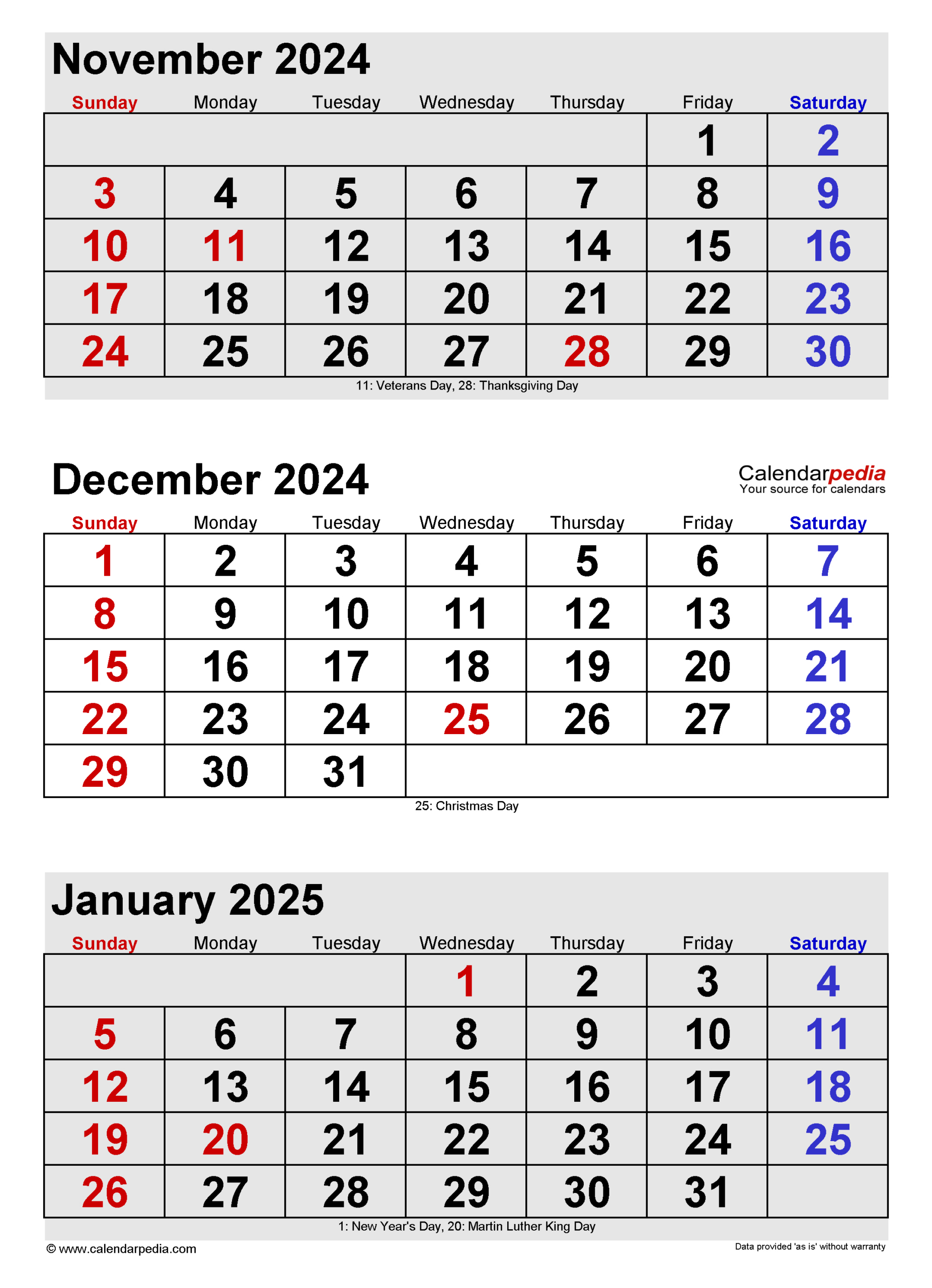 December 2024 Calendar | Templates For Word, Excel And Pdf intended for November December 2024 January Printable Calendar