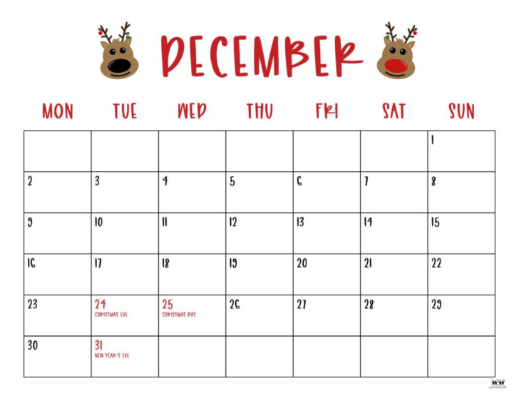 Cute December 2024 Calendar Printable