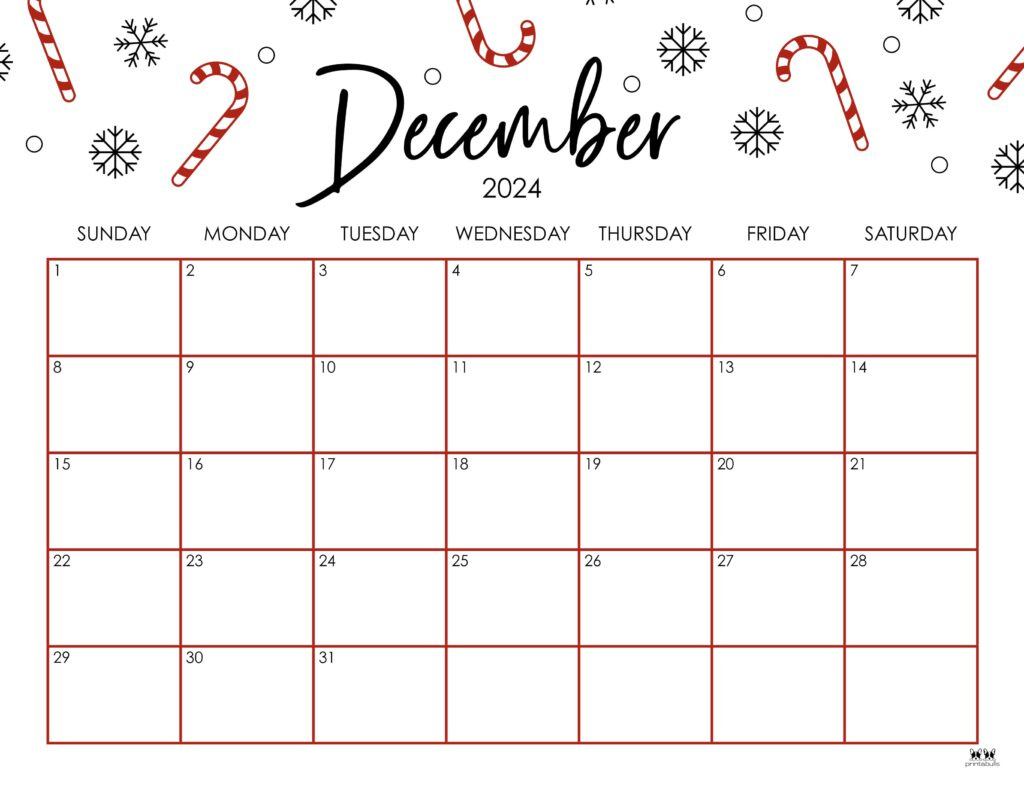 December 2024 Calendars - 50 Free Printables | Printabulls for December 2024 Calendar Printable