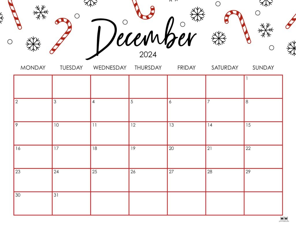 December 2024 Calendars - 50 Free Printables | Printabulls pertaining to December 2024 And January Calendar Printable