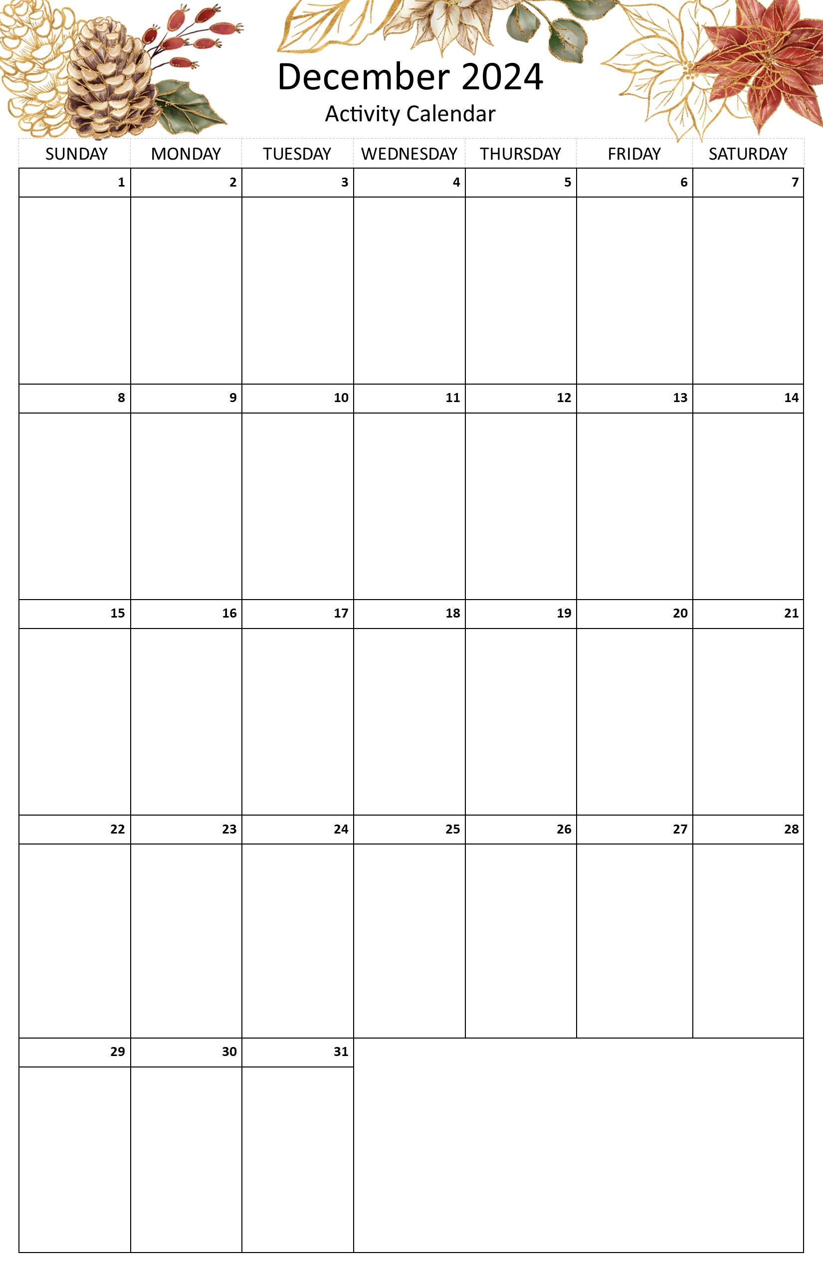 December 2024 Editable Monthly Activities Calendar For Senior pertaining to December 2024 Printable Activities