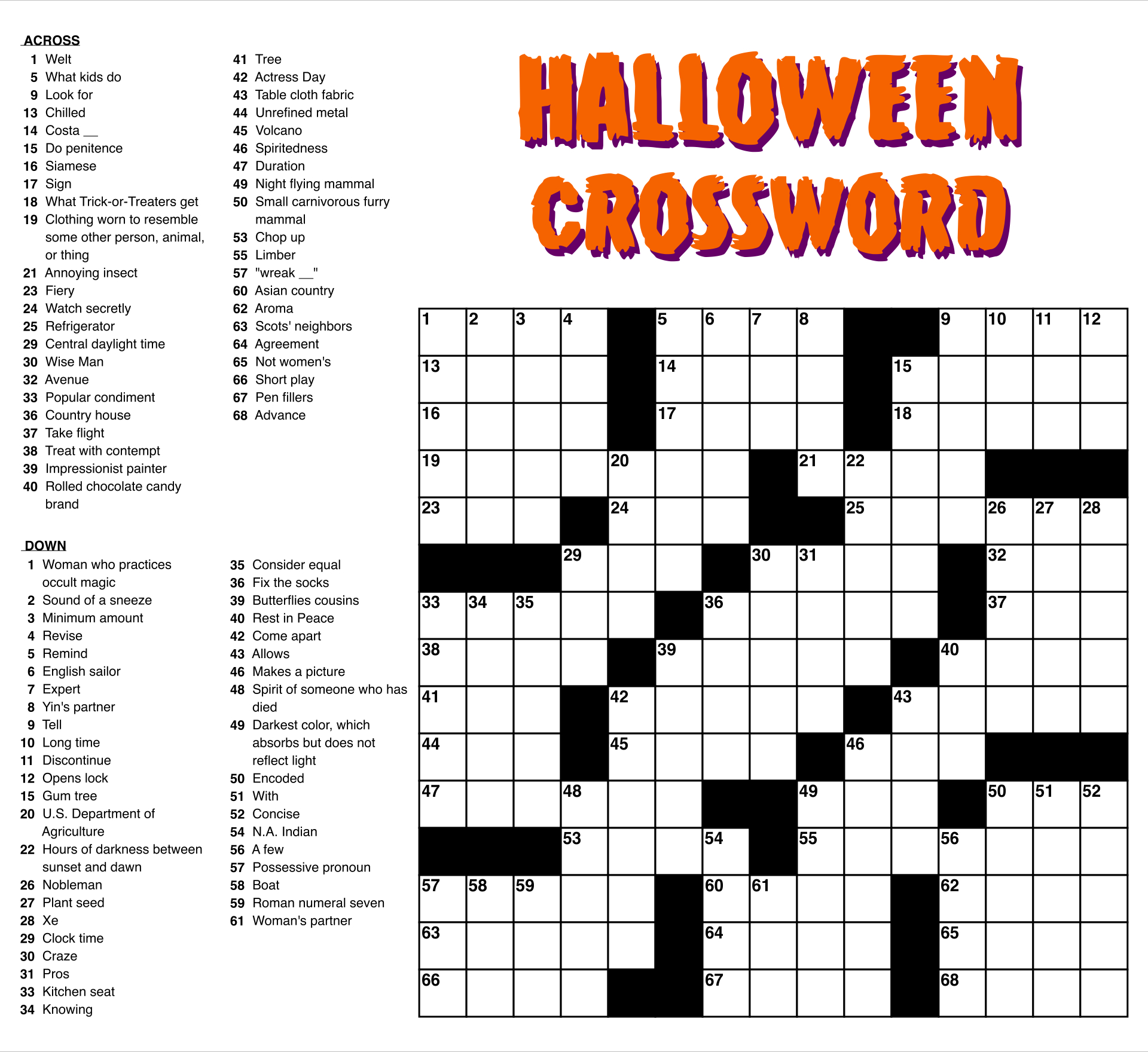 Easy Crossword Puzzles 2024 Printable for December 2024 Puzzles Printable