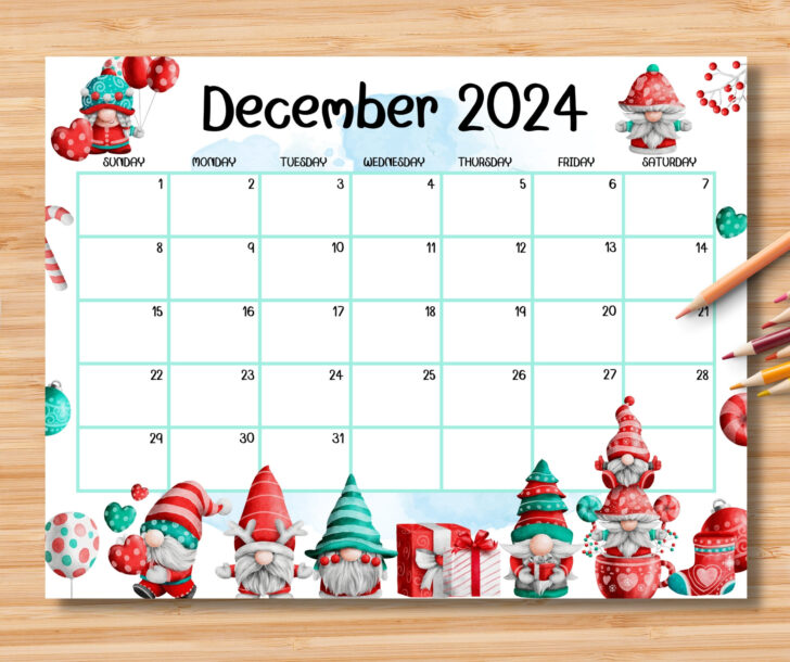 Cute Printable December 2024 Calendar