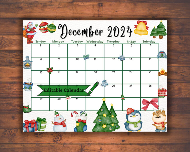 December 2024 Holiday Calendar Printable