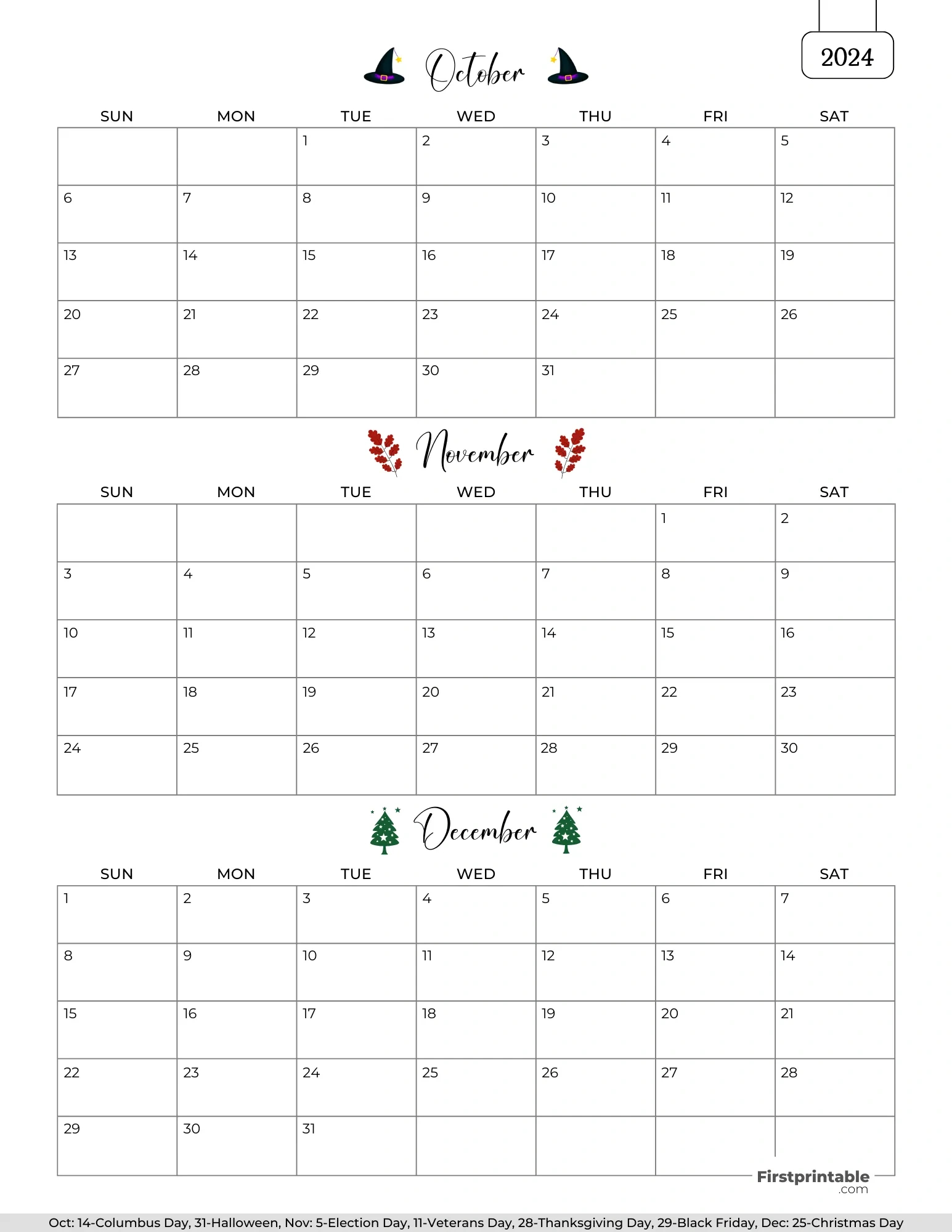 Free 3 Month Calendars 2024 in Printable 3 Month Calendar December 2024 January February