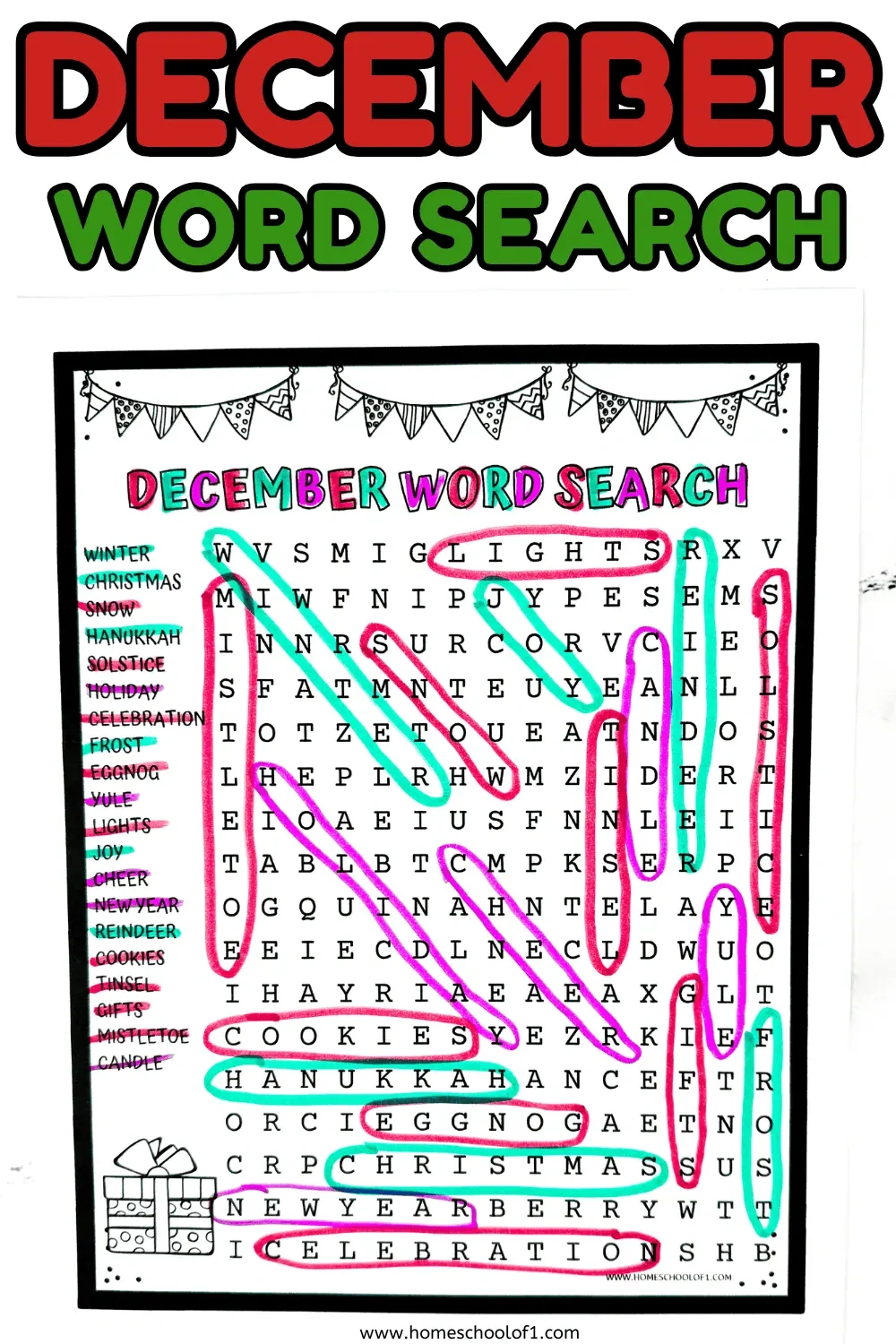 Free December Word Search Printable for Printable December 2024 Search