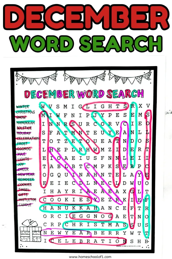 Free Printable December 2024 Search