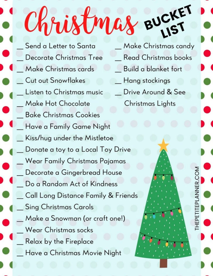 December 2024 Bucket List Printable