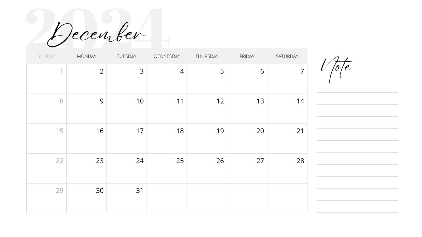 Free, Printable December 2024 Calendar Templates | Canva for December 2024 Monthly Calendar Printable