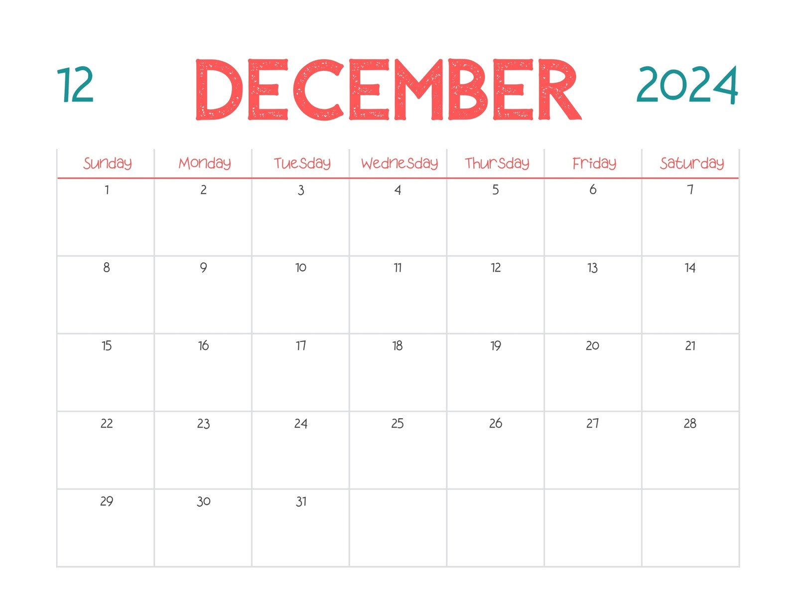 Free, Printable December 2024 Calendar Templates | Canva in December 2024 Calendar Editable Printable