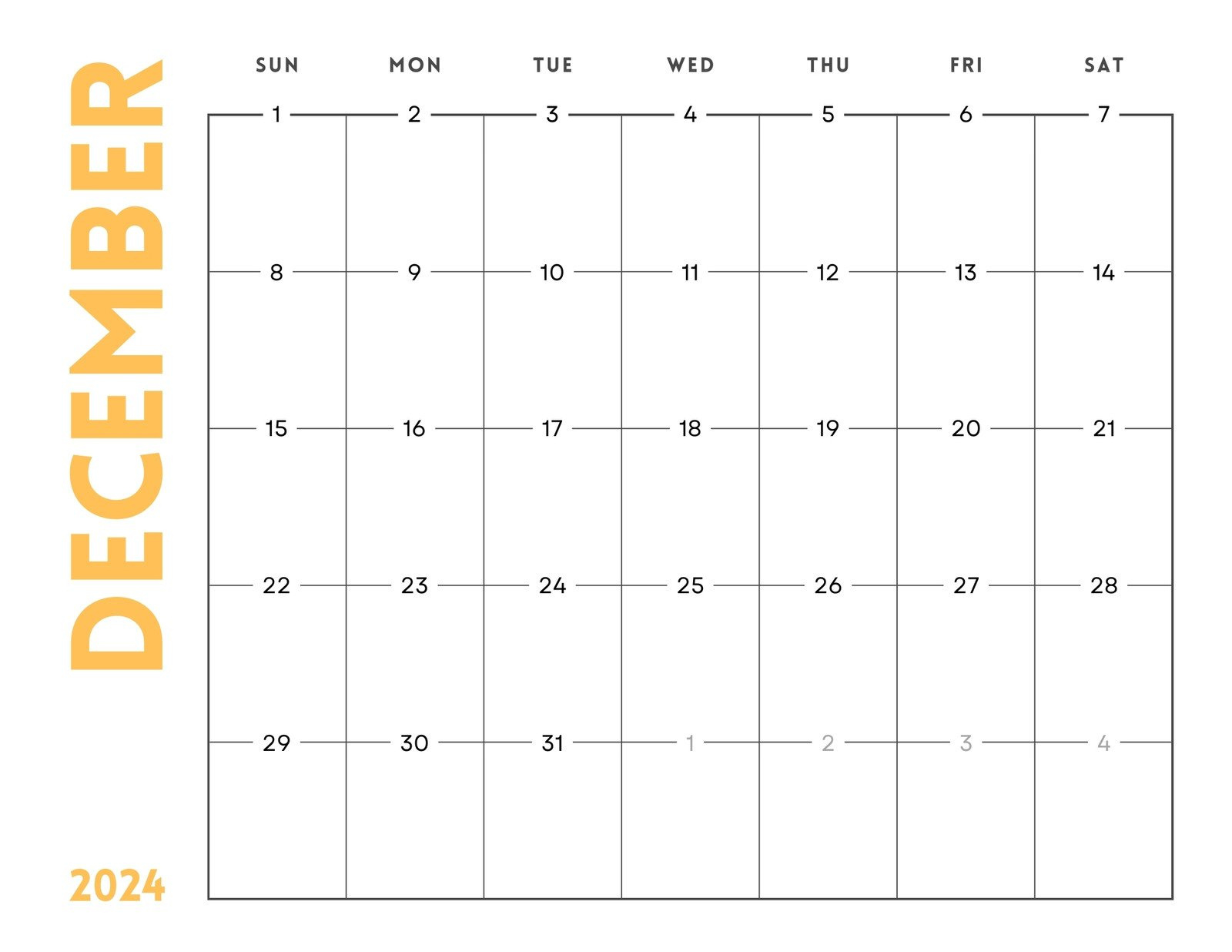 Free, Printable December 2024 Calendar Templates | Canva within December 2024 Printable Calendar With Lines