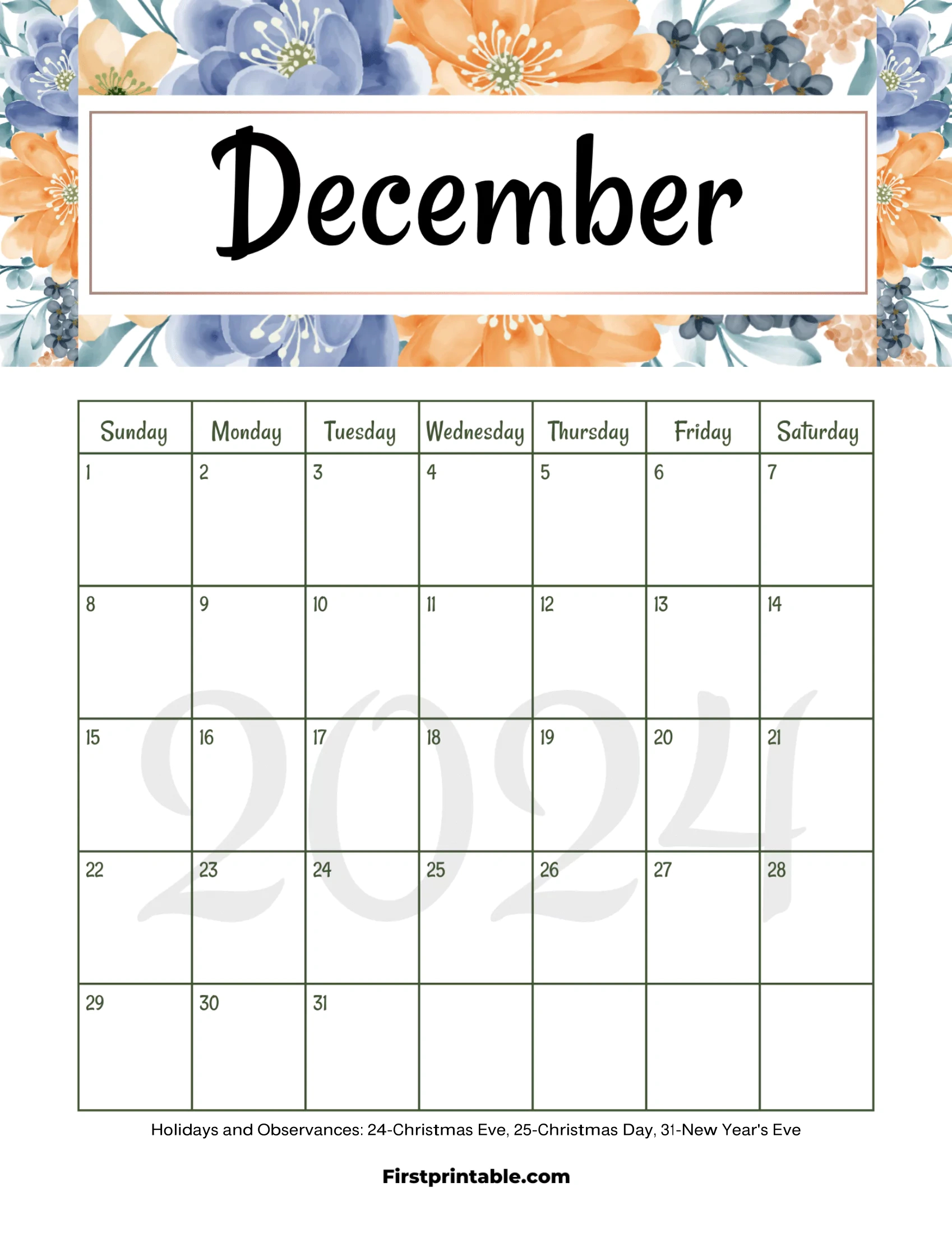 Free Printable &amp;amp; Fillable December Calendars 2024 pertaining to December 2024 Holiday Worksheets Free Printable