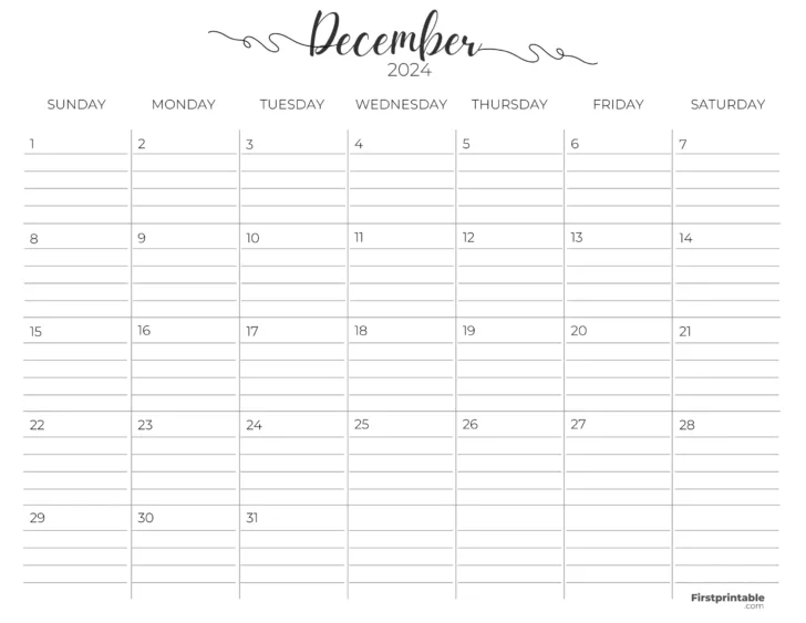 December 2024 and January Calendar Printable