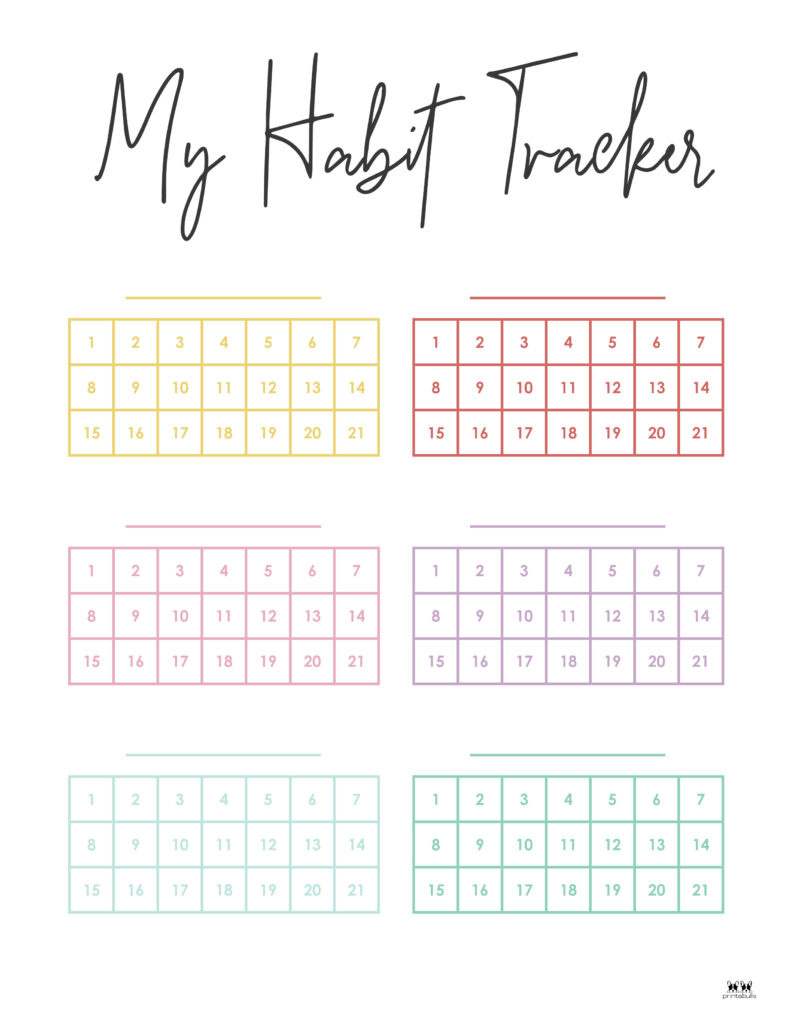 Habit Trackers - 25 Free Printables | Printabulls throughout December 2024 Habit Tracker Printable