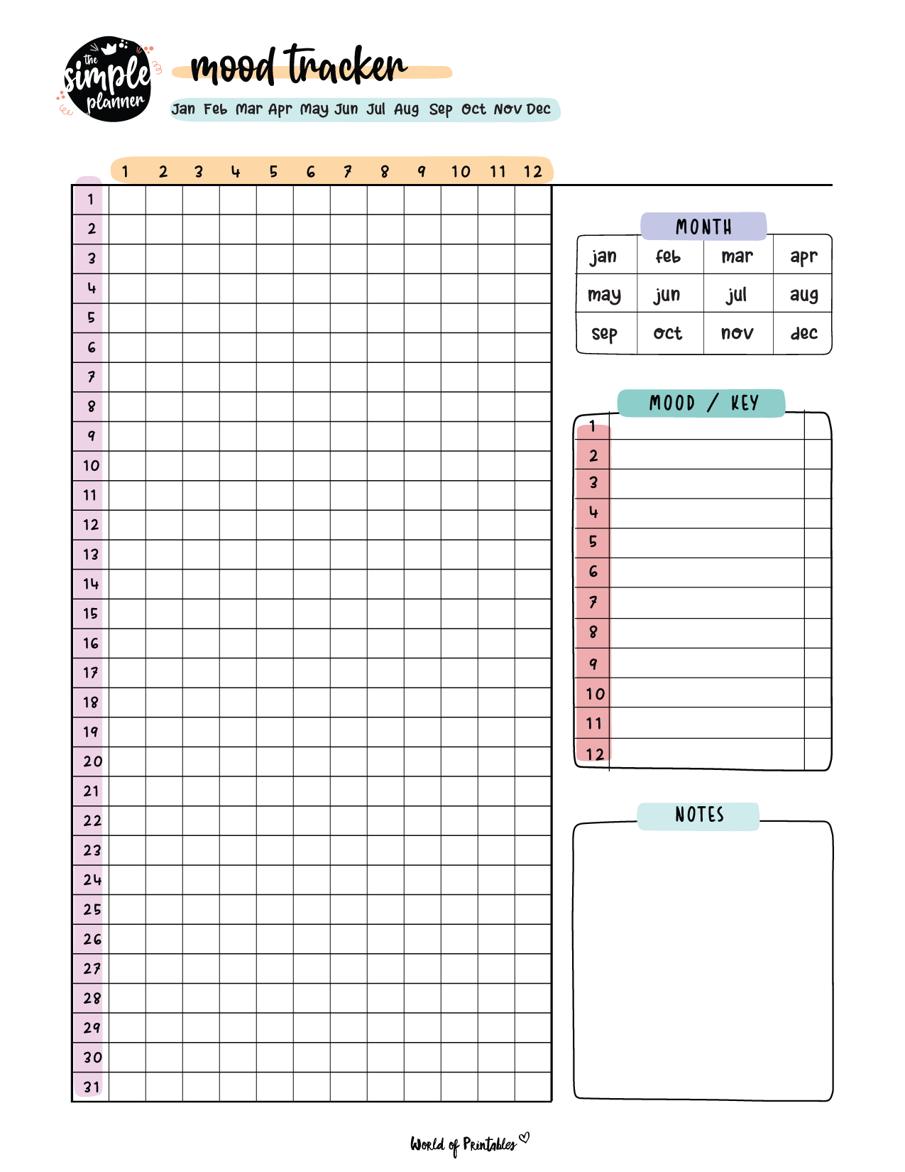 Mood Trackers - 16 Free Printable Templates - World Of Printables inside December 2024 Mood Tracker Printable