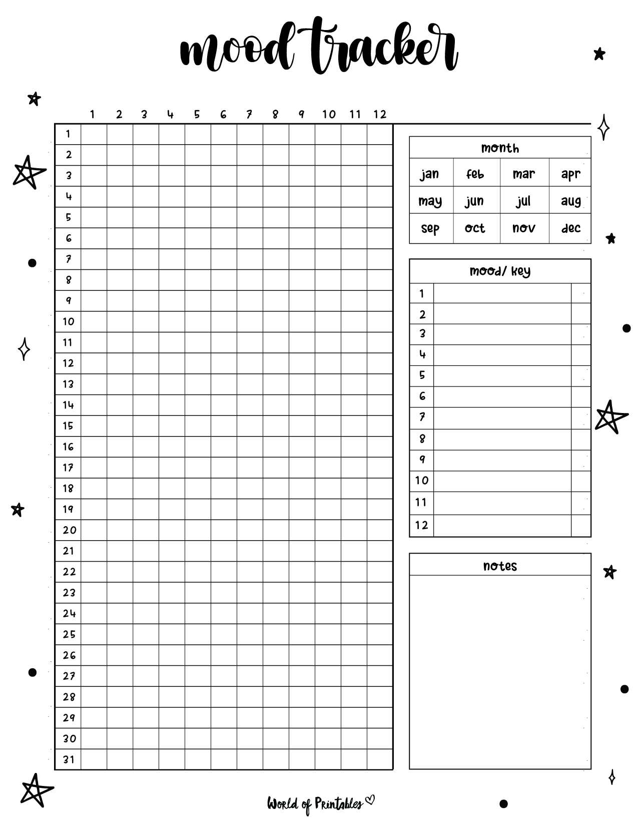 Mood Trackers - 16 Free Printable Templates - World Of Printables throughout December 2024 Mood Tracker Printable