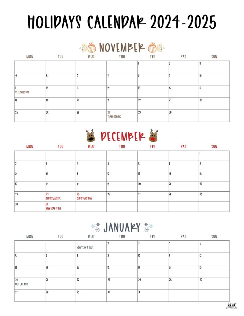 November December 2024 Calendars - 28 Printables | Printabulls with regard to Printable Calendar November December 2024 January 2024