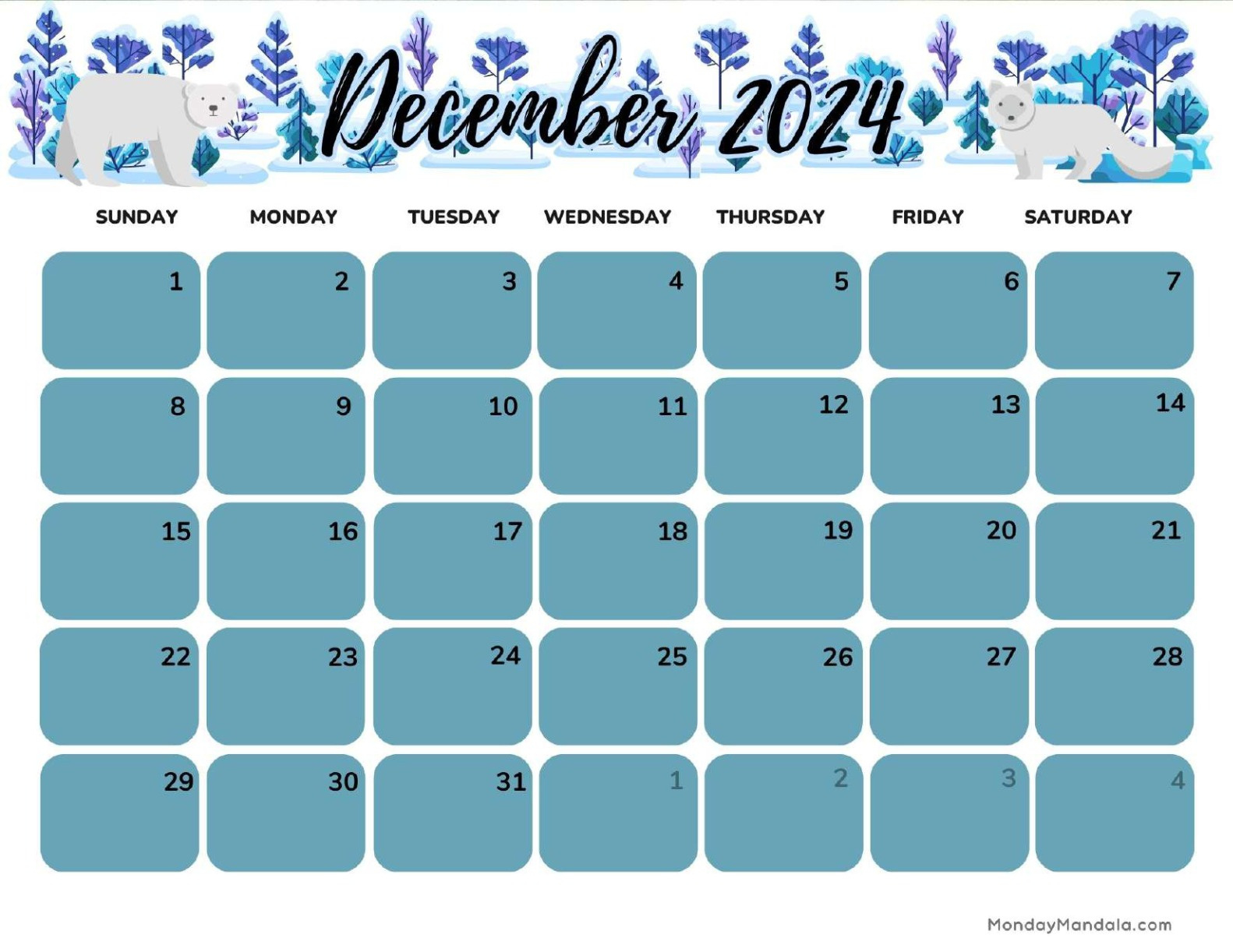 Printable Calendars For 2024 &amp;amp; 2025 (Free Pdfs) in Printable December 2024 Search