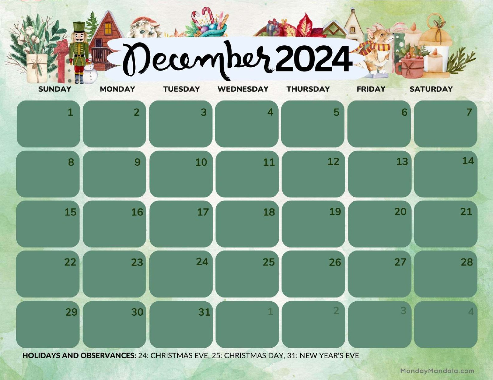 Printable Calendars For 2024 &amp;amp; 2025 (Free Pdfs) regarding Printable December 2024 Search