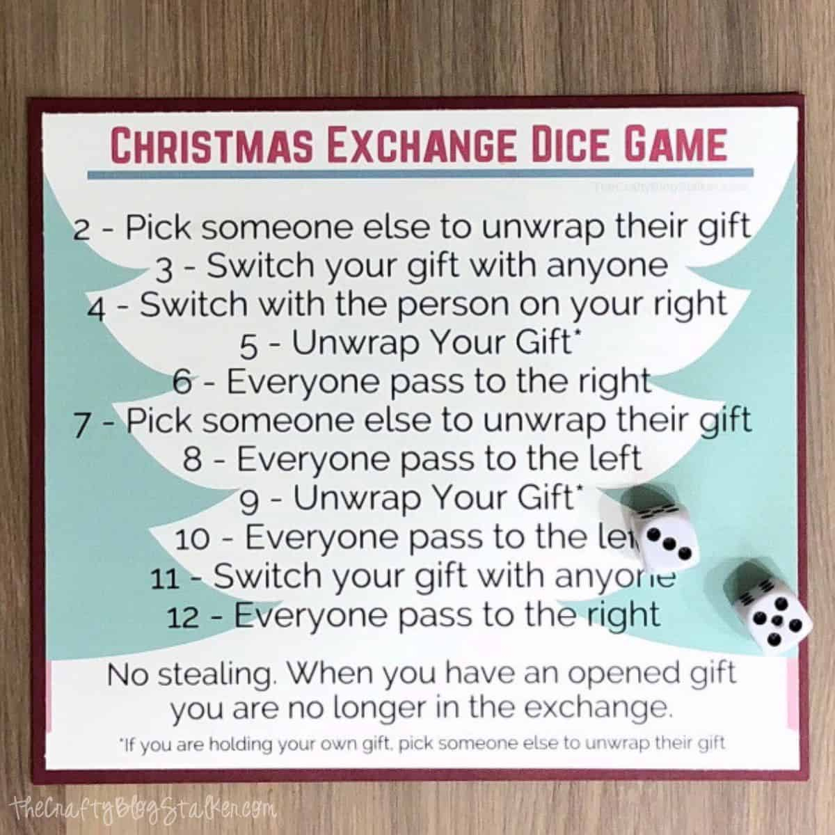 Printable Christmas Dice Gift Swap Game - The Crafty Blog Stalker inside December 2024 Dice Game Printable Rules