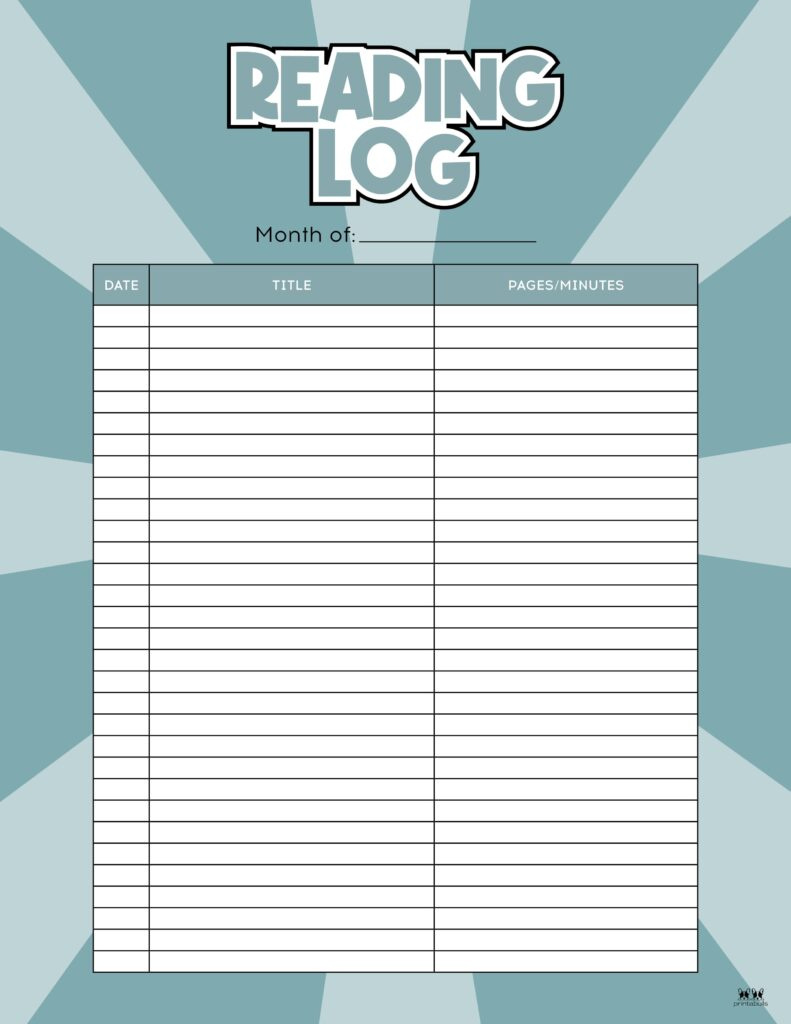 Reading Logs - 21 Free Printables | Printabulls for Free Printable December 2024 Reading Log