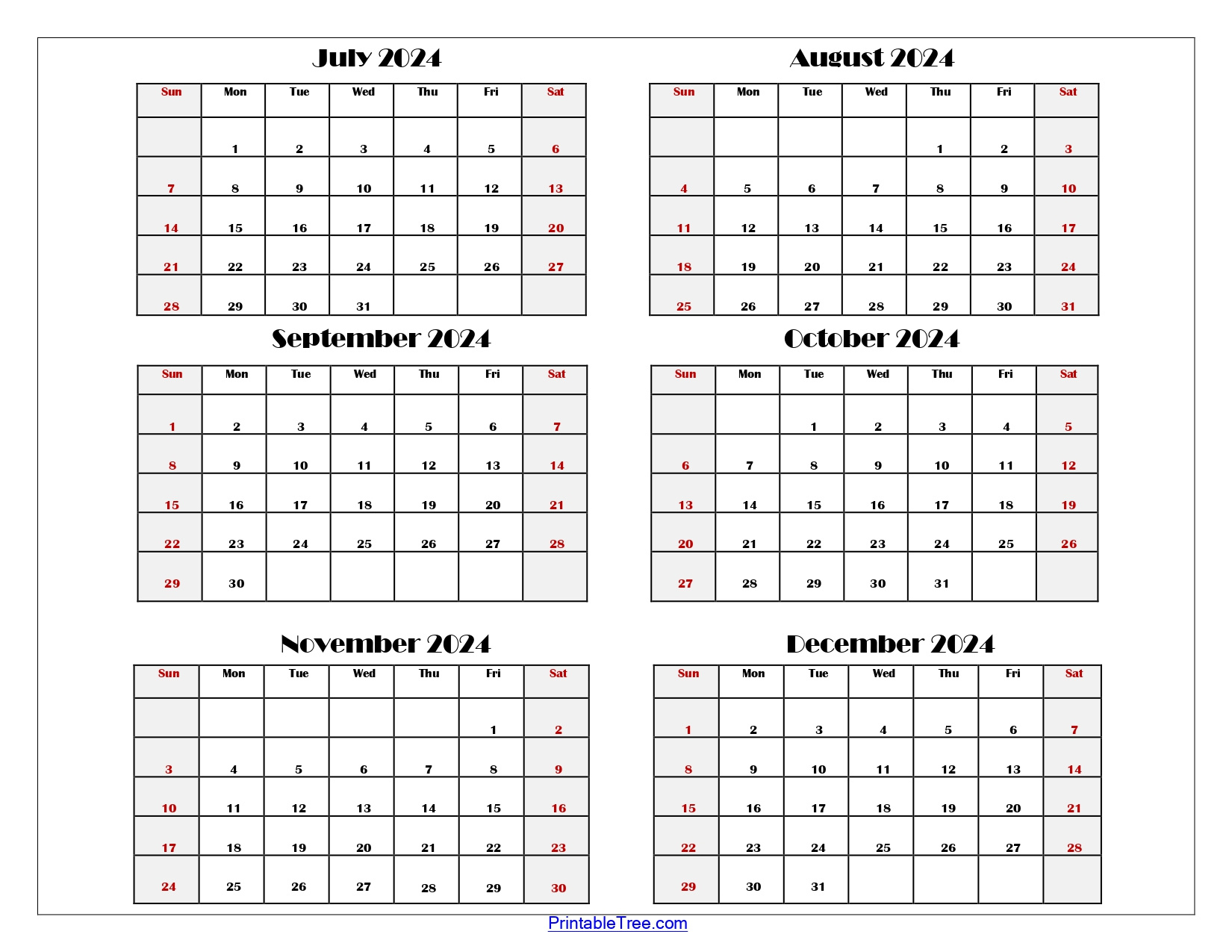 Six Month Calendar 2024-2025 Printable Pdf- 6 Months Calendar throughout Printable Calendar July 2024 To December 2024