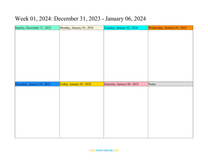 December Weekly Calendar 2024 Printable