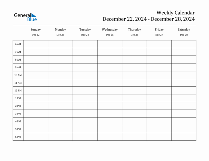 December 2024 Weekly Planner Printable