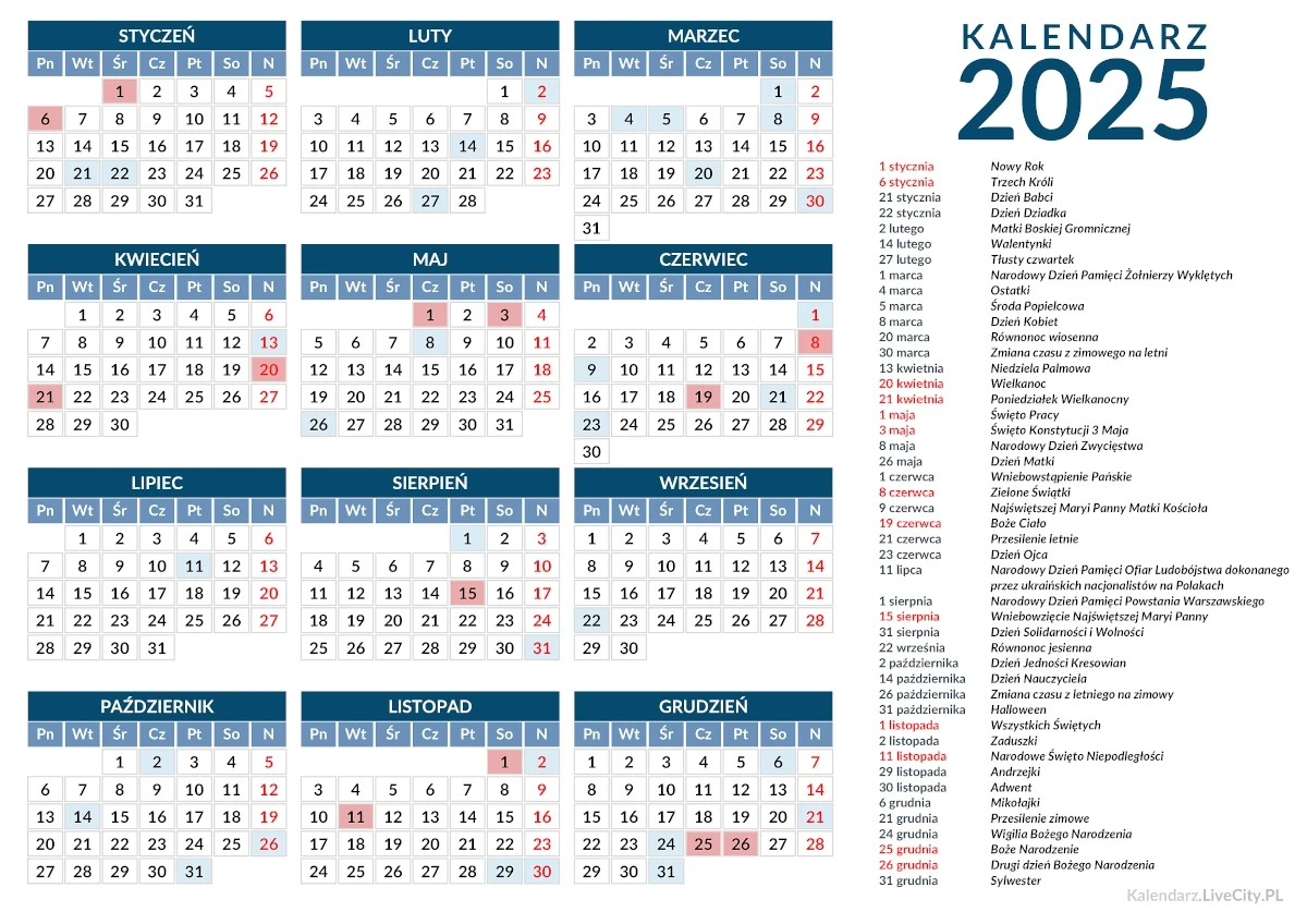 Dni Wolne 2025 - Wolne Dni W 2025 Roku | Dni Wolne 2025 Polska