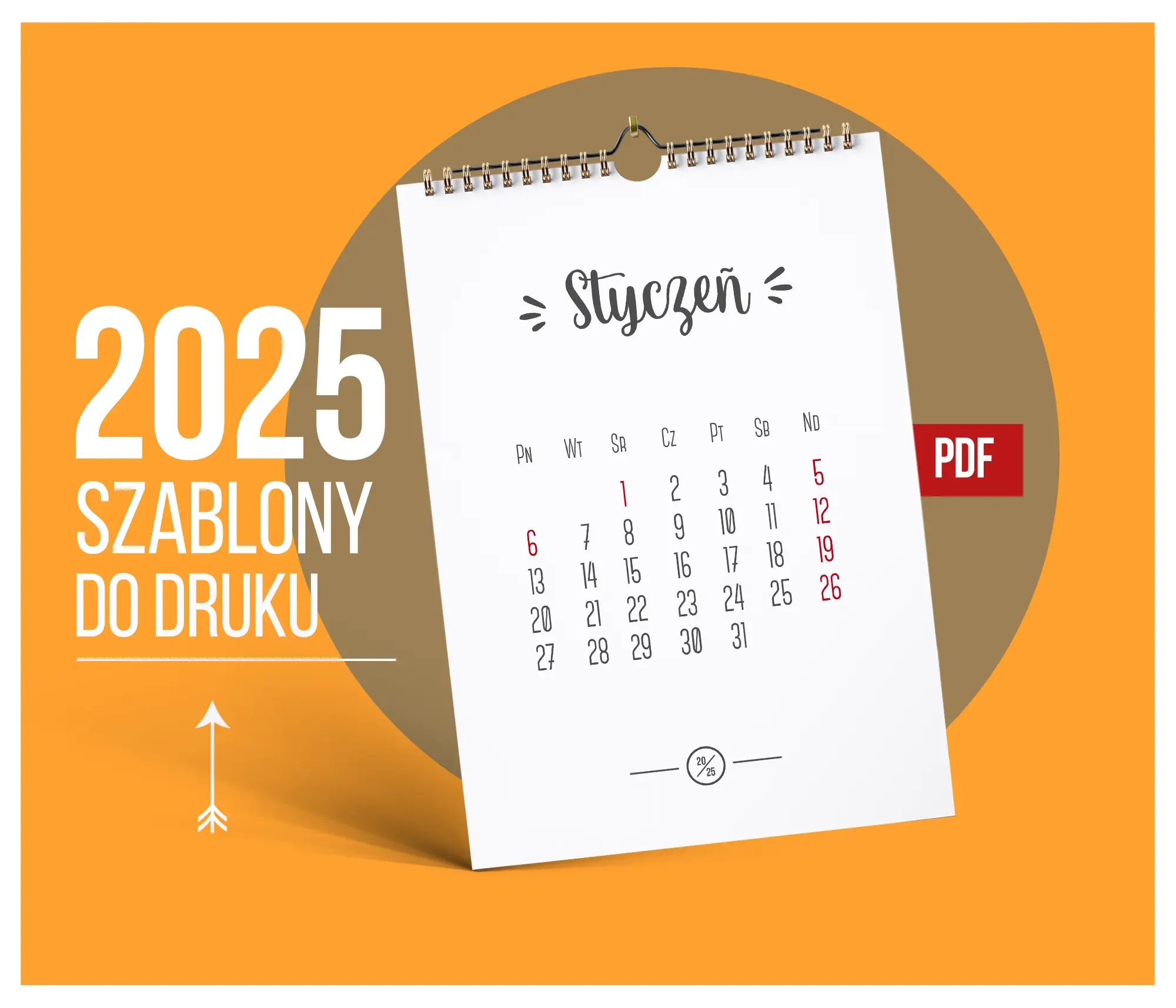 Kalendarz 2025 Do Druku A4 Miesięczny 12 Projektów + Okładka | Kalendarz 2025 Miesięczny Do Druku