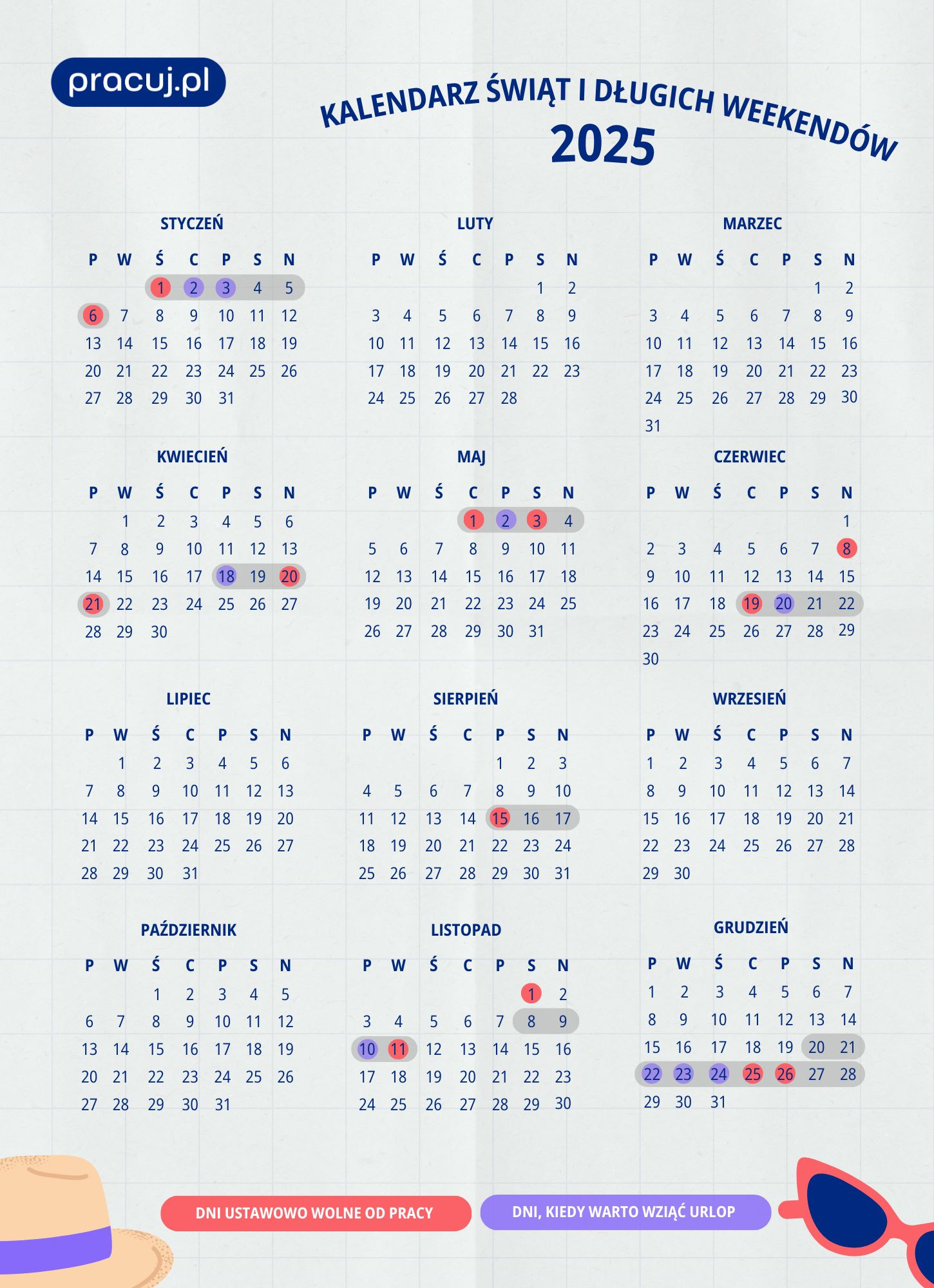 Kalendarz 2025 – Poznaj Dni Wolne Od Pracy I Zaplanuj Długie Weekendy | Dni Wolne W 2025