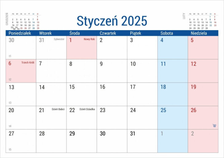 Kalendarz Styczniowy 2025 Do Druku